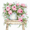 Flowers on a Stool on Aida Cross Stitch Kit By Luca S