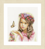 Angel with Butterflies (Linen) Cross Stitch Kit By Lanarte