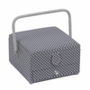 Grey Spot Large Square Sewing Basket Hobby Gift