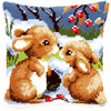 Cross Stitch Kit: Cushion: Snow Rabbits By Vervaco