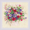 Eustoma and Gypsophila Counted Cross Stitch Kit by Riolis