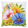 Colourful Spring Flowers Cushion Cross Stitch Kit By Vervaco