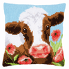 Cow in Poppy Meadow Cushion Cross Stitch Kit By Vervaco