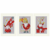 Christmas Gnomes Set of 3 Counted Cross Stitch Kit Greeting Card Kit By Vervaco