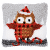 Christmas Owl Latch Hook Kit Cushion By Vervaco