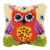 Small Red Owl Latch hook Rug Cushion Kit by Orchidea