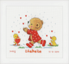 Bear & Hearts Birth Record Counted Cross Stitch Kit By Vervaco