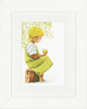 Girl With Apple Cross Stitch Kit on Evenweave By Lanarte