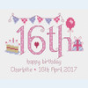 16th Birthday Cross Stitch Chart only