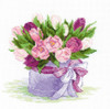 Tulips Hat Box Counted Cross Stitch Kit by RIOLIS