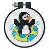 Playful Penguin Learn-a-Craft Counted Cross Stitch Kit with Hoop by Dimensions