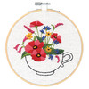 Cup of Flowers Crewel Embroidery Kit with Hoop by Dimensions
