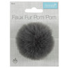 Pom Pom: Faux Fur: Medium: 6cm: 1 Piece: Grey
