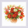 Watercolour Dahlias Counted Cross Stitch Kit by Riolis