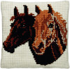 Horses Cross stitch Cushion Kit By Pako