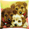 3 Pups Cross Stitch Cushion Kit By Pako