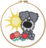 Dog and flowers Cross Stitch Kit by Pako
