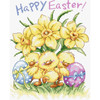 Three Chicks with Daffodils and Egg Counted Cross Stitch Kit By Letistitch