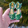 Emerald Green Heels Counted Cross Stitch Kit on Wood by Kind Fox