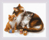 Cat with Kittens Counted Cross Stitch Kit By Riolis