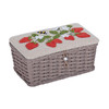 Sewing Box (S): Wicker Basket with Appliqué Design: Natural Strawberries