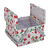 Sewing Box Twin Lid Square Natural Strawberries