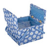 Sewing Box (L): Twin Lid: Square: Denim Daisies