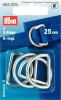 Pack of 4 Silver 25mm "D" Rings by Prym