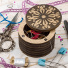 Round Wooden Storage Box for Handcrafts