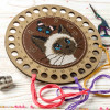 Cat Thread Organizer Needlecraft Kit on Leather - Wooden Organizer for Threads