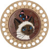 Cat Thread Organizer Needlecraft Kit on Leather - Wooden Organizer for Threads