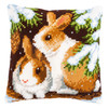 Rabbits in the Snow Cushion Cross Stitch Kit by Vervaco