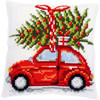 Christmas Car Cross Stitch Cushion Kit by Vervaco