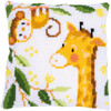 Jungle Animals Cross Stitch Cushion Kit by Vervaco