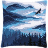 Blue Landscape Cross Stitch Cushion Kit by Vervaco