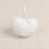 1 White heart pom Pom Faux Fur 4cm  x 6.5cm 