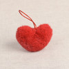 1 Red heart pom Pom Faux Fur 4cm  x 6.5cm 