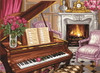 Piano Scene Tapestry Canvas