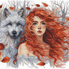 The Ginger Girl and the wolf Cross Stitch Kit By AVA