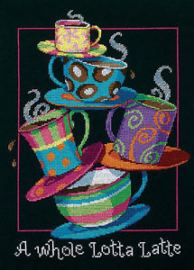 Latte Cross Stitch Kit - Kreuzstich Set Mit Perlen & Knopf