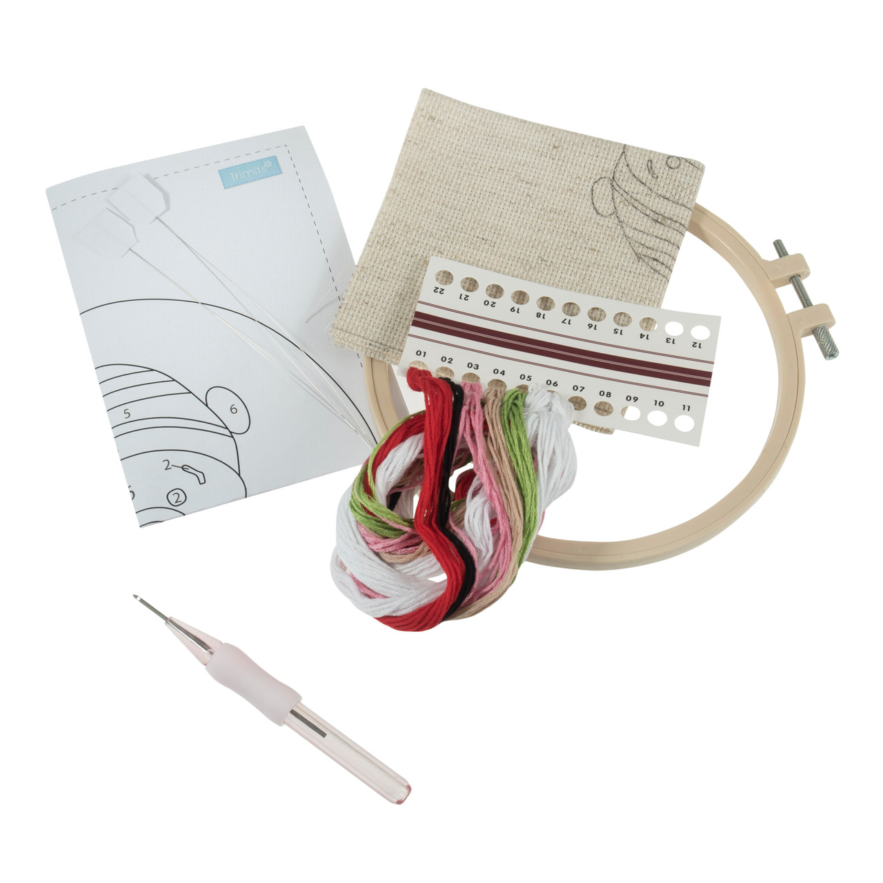 Punch Needle Kit: Floss and Hoop: Penguin