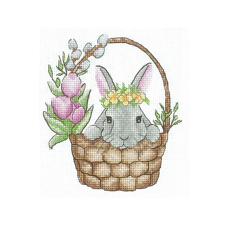Bothy Threads Kreuzstich-Set „Hippie Hare“ – 26 X 26 Cm, Mit Bedrucktem Aida-Stoff