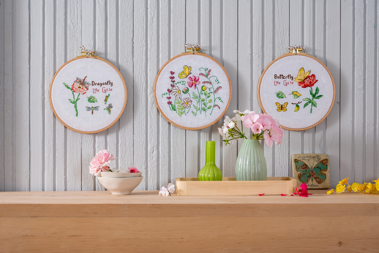 Orchidea Kreuzstich-Set 'Schmetterling Und Wildblumen' – Für Erwachsene, 15,24 X 20,32 Cm, Mit Garn, Nadel & Karte