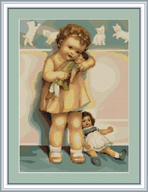 Girl With Doll Petit Cross Stitch Kit By Luca S