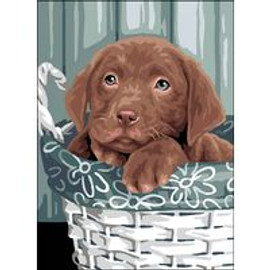 Puppy in Basket Tapestry Canvas By Royal Paris