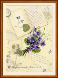 Love Letters and Violets Cross Stitch Kit by Riolis