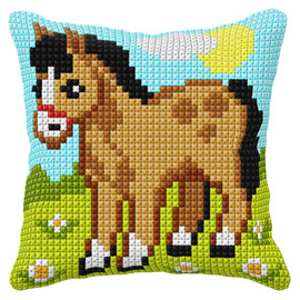 Horse Small Chunky Cross Stitch Cushion Kit By Orchidea