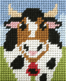 My First Embroidery Needlepoint Kit Alphine Cow By Orchidea