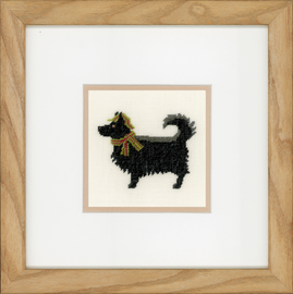 Dog in Hat (Linen) Counted Cross Stitch Kit By Lanarte