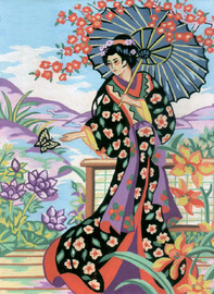 Geisha with Parasol Canvas only By Grafitec